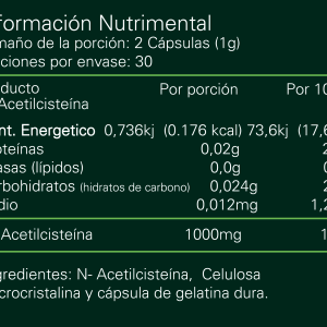 N-acetilcisteína-NAC-informacion-nutrimental